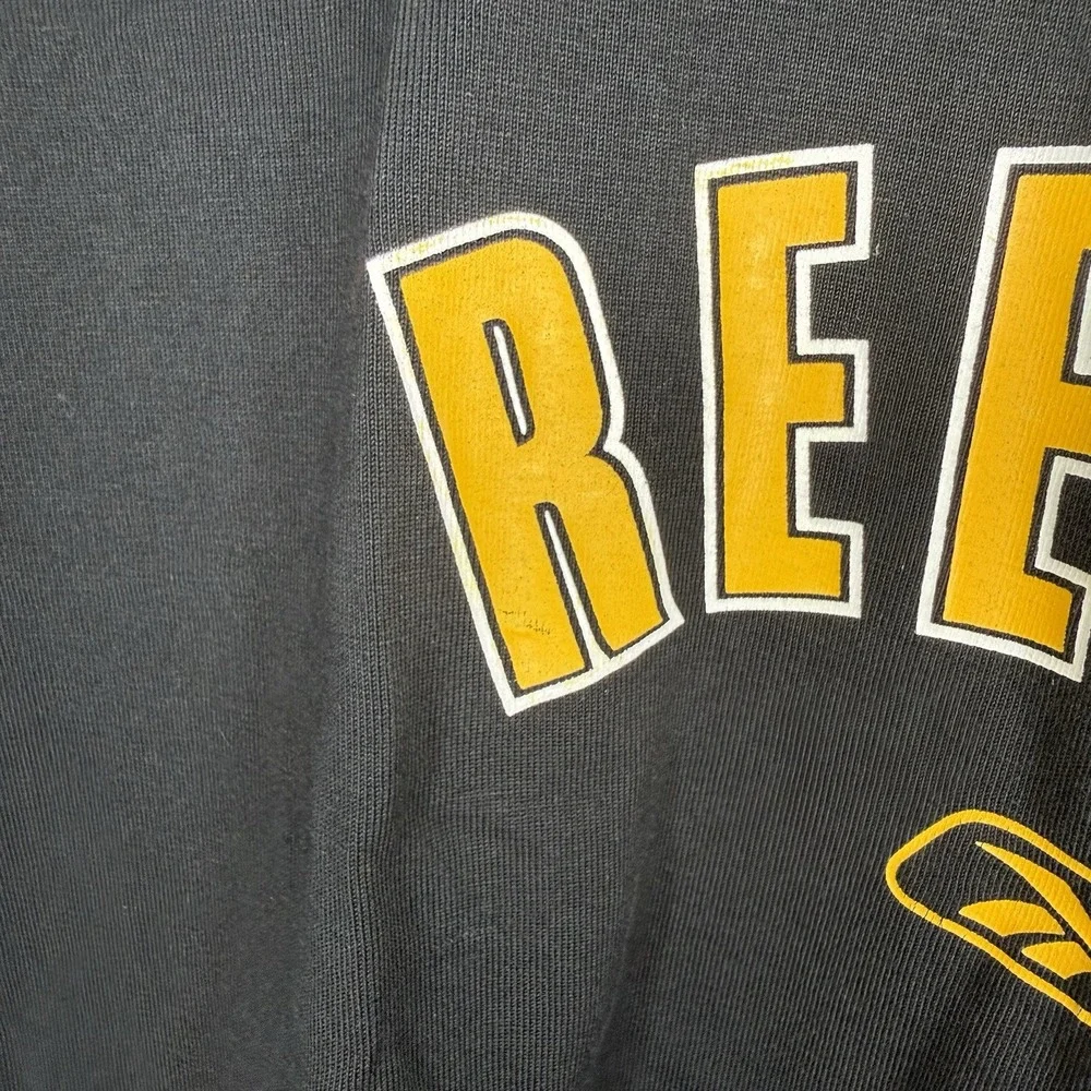 VTG Reebok Long Sleeve T Shirt Youth Size Large Yellow Black 100% Cotton 90's